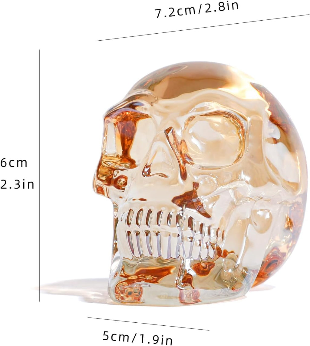 Model Statue for Home Décor Crystal Skull Decorative Figurine Gifts for Women Husbands Halloween Head Figurine Decoration Gift (Champagne Color Skull)