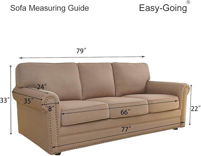 Easy-Going Reversible Couch Cover, 3 Cushion Sofa, Army Green/Beige | Machine - Image 7