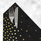 Gatherfun Black and Gold Party Supplies Disposable Napkins Gold Dot Confetti Paper Napkins for Graduation Wedding Anniversary Cocktail Birthday Party Decorations 3-Ply 100 Pack