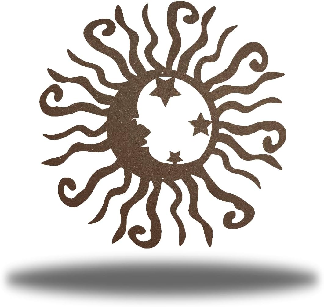 Riverside Designs Wacky Solar Moon Metal Wall Art Steel Outdoor Decor | Heavy-Duty and Waterproof | Made in USA (Rust, 12L x 12W)