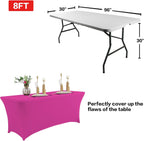 IVAPUPU 8FT Table Cloth for Rectangular Fitted Events Stretch Fuchsia Table Covers Washable Cover Spandex Tablecloth Protector for Party, Wedding, Cocktail, Banquet, Festival