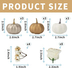 Fake Pumpkins, 21 Pcs White Artificial Pumpkins, Plastic Pumpkin Berries Rose Artificial Flowers Fall Decoration Kit for Thanksgiving Table Decoration