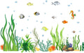 2 Sheets of 12x36 Inch Spring Summer Window Cling Sticker Fish, Plants, Aquatic Theme Window Stickers, Spring and Summer Decor, Home, Shop, Party Window, Glass, Wall Display Stickers (Aquatic Theme)