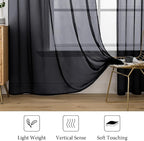 MIULEE 2 Panels Sheer Curtains for Living Room 54 X 108 Inches Black | Window - Image 4