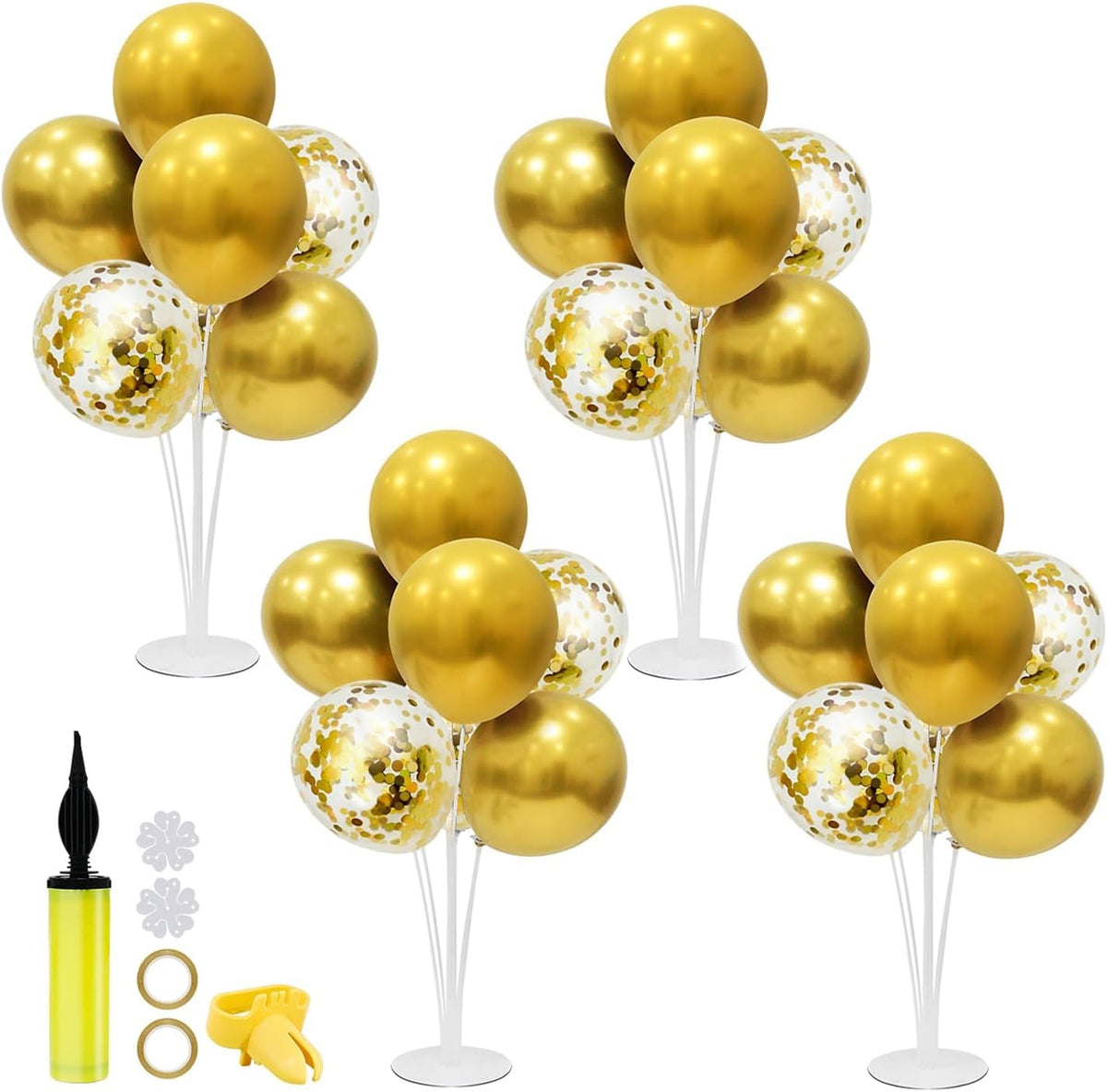 Gold Party Decorations Balloon Stand Centerpiece Table Decorations for Birthday Bridal Shower Graduation Wedding Anniversary Engagement Mother's Day Father's Day New Years 2025(Gold set4)