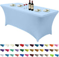 ABCCANOPY 6 FT Spandex Table Cover Stretch Fitted Wrinkle Resistant Tablecloth Reuse for Rectangular Folding Table Patry Event Wedding Banquet Protector Sky Blue