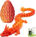 3D Printed 12” Articulated Crystal Dragon Inside 5.1” Egg - Unique Collectible, Fidget Toy, Fantasy Home & Office Desk Decor (Laser Red)