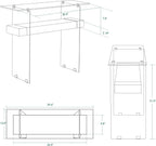 ivinta Glass Console Table with Storage, 39.4" Modern Sofa Table for Living Room, Foyer, Hallway, Bedroom 5101 (Dark Brown)