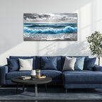 ZUITINGHUA Canvas Wall Art For Living Room Wall Decor For Bedroom Office Wall Decoration Sea Wave Landscape Painting Black And White Pictures Artwork Room Aesthetic Home Decor 20x40 In