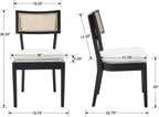 Rattan Dining Chairs Set Of 4 , Mid Century Modern Black Wooden Cane Back Chairs with Removable Sherpa Cushion , Retro Farmhouse Upholstered Kitchen & Dining Room Chairs for Restaurant Living Room