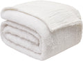 EMME White Throw Blanket Muslin and Fleece Blanket for Women Reversible - 50"*60" Soft & Cozy Warm Lightweight Small Blankets for Couch Bed Picnic Travel Bed
