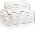 Homde Glass Decorative Storage Box: Set of 2 Boxes for Home Decor - Large Organizer with Lids for Decorations