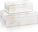 Homde Glass Decorative Storage Box: Set of 2 Boxes for Home Decor - Large Organizer with Lids for Decorations