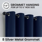 SimpleHome Navy Blue 100% Blackout Curtains Room Darkening Living Room 96 | - Image 6