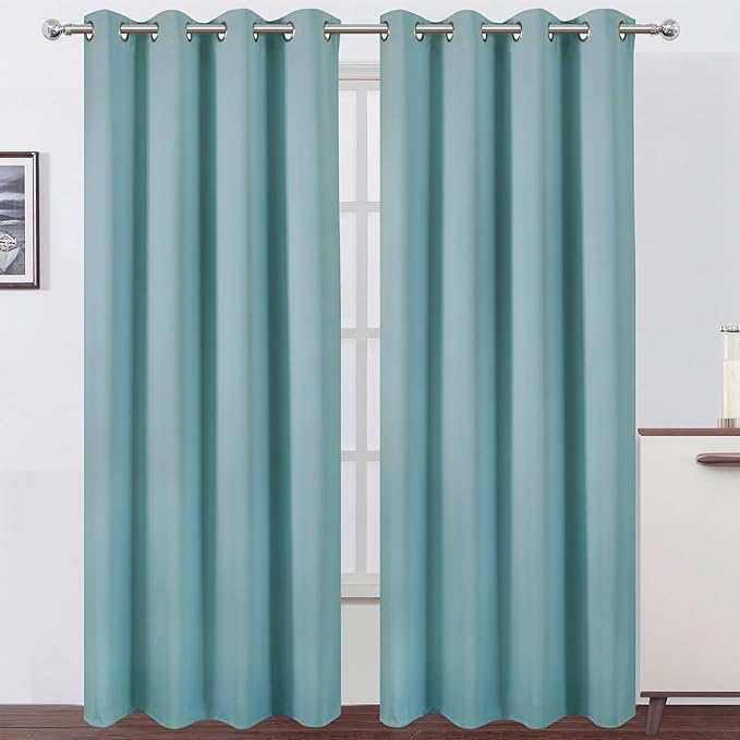 Blackout Curtains 52 x 90 inches Long Stone Blue Curtains Set of 2 Panels by Lemomo