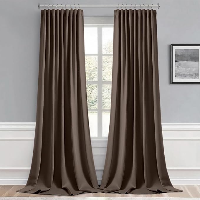 MIULEE Chocolate Brown Back Tab Blackout Curtains 52x120 Inch 2 Panels Set | - Image 9