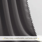 NICETOWN 2 Panels Blackout Curtains, Rod Pocket Pom Pom Curtains Panels - Image 5