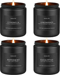 Outdoor Candle Set | Citronella/Mint/Eucalyptus/Lemongrass Summer Scented, Natural Candle Gifts - 4Pack Candles - Citronella Candles for Indoor or Outdoor Use - 28 oz,200 Hours Burn Time