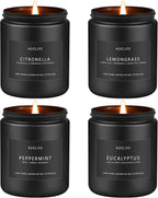 Outdoor Candle Set | Citronella/Mint/Eucalyptus/Lemongrass Summer Scented, Natural Candle Gifts - 4Pack Candles - Citronella Candles for Indoor or Outdoor Use - 28 oz,200 Hours Burn Time