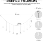 Mkono Moon Phase Wall Hanging Boho Aesthetic Room Decor Metal Moons Garland Hanging Art Bohemian Home Decoration for Girls Room Nursery Bedroom Livingroom Dorm, Ideal, Silver, 50"