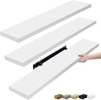 Sorbus Floating Shelves for Wall - 35 Inch Long Bathroom Shelves, Wall Decor for Bedroom, Kitchen, Living Room & Book Storage - Mounted Floating Shelf with Invisible Brackets (White, 3 Pack)