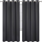 Blackout Curtains 66 x 72 Inch Long Dark Grey Curtains Set of 2 Panels Room - Image 2