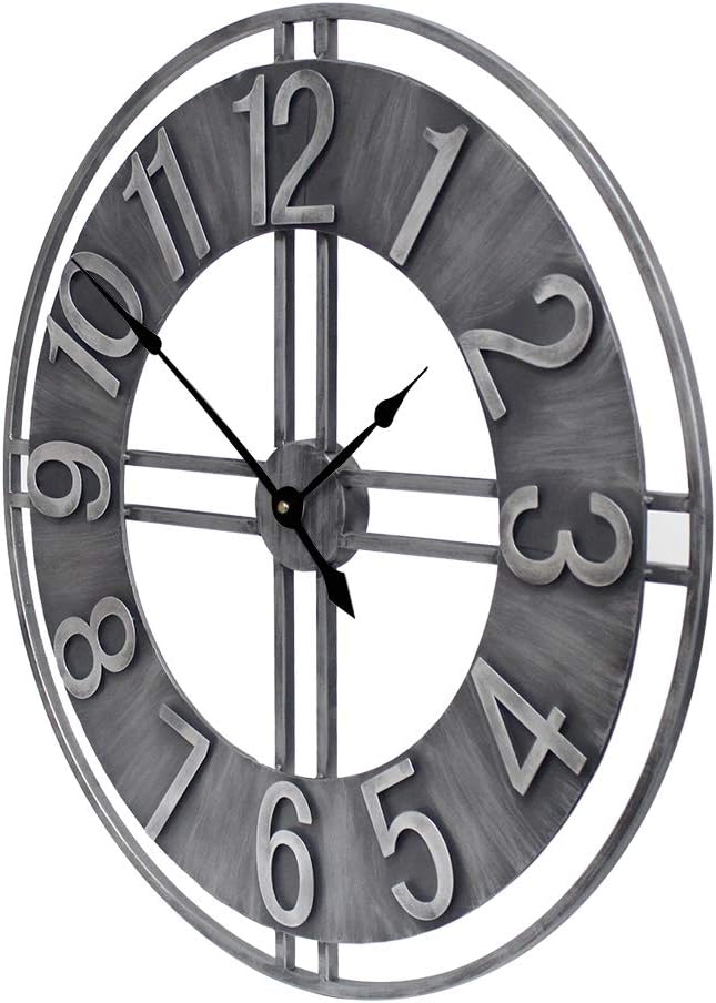 30 inch Large Wall Clock Decorative Solid Metal Retro Decor for Home Farmhouse Living Room
