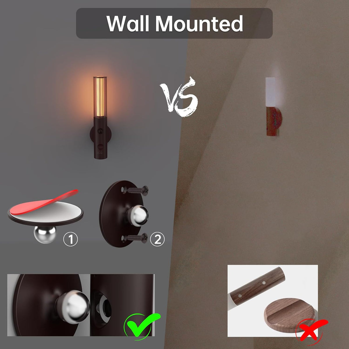 Auto-On Motion Detection Night Lamp - 3 Customizable Modes, Battery Operated LED Light for Dark Spaces (Set of 2)