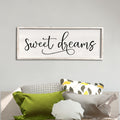comurdyo Sweet Dreams Wall Decor Above Bed Sign 32" x 12" Master Bedroom Wooden Antique Framed Large Rustic Farmhouse Guest Room Beautiful Simple Hanging Plaque Over Bed Wall Art (White)