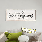 comurdyo Sweet Dreams Wall Decor Above Bed Sign 40" x 15" Master Bedroom Wooden Antique Framed Large Rustic Farmhouse Guest Room Beautiful Simple Hanging Plaque Over Bed Wall Art (White)