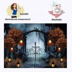 Durable Fabric Halloween Backdrop 8x6ft Horror Cemetery Iron Gate Scary Halloween Photo Background for Photography Halloween Party Decorations Wall Decor Photo Studio Decoration Supplies