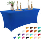 IVAPUPU 6FT Table Cloth for Rectangular Fitted Events Stretch Royal Blue Table Covers Washable Cover Spandex Tablecloth Protector for Party, Wedding, Cocktail, Banquet, Festival