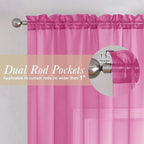 Hot Pink Sheer Curtains 78 Inches Long 2 Panels, Rod Pockets Solid Voile Living - Image 5