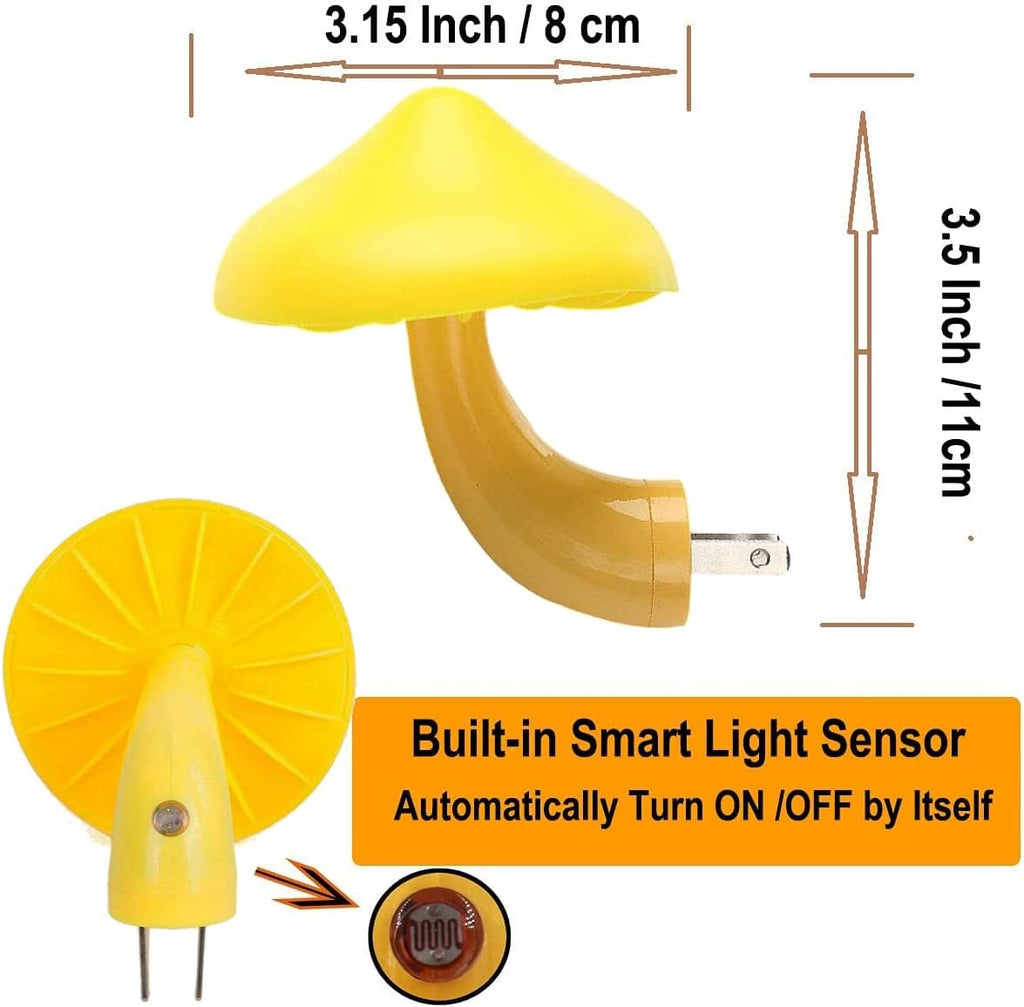 AUSAYE 3 Pack Sensor LED Mushroom Night Light Plug in Lamp Cute Night Lights for Adults Kids NightLight Bedroom,Bathroom,Toilet,Hallway,Stairs,Kitchen,Basement Warm Yellow
