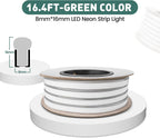 GZBtech Flexible LED Neon Rope Lights 16.4FT,AC 110-120V Waterproof Strip Light, 120 LEDs/M Cuttable Connectable Neon Lighting for Indoor Outdoor Home Decor/Commercial Building Use-Green 5M