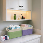 BALEINE 1 Pack Fabric Storage Bins for Shelves, Linen Storage Baskets for Organizing, Decorative Closet Bins for Clothes, Home (Lavender, 12"x8"x8")