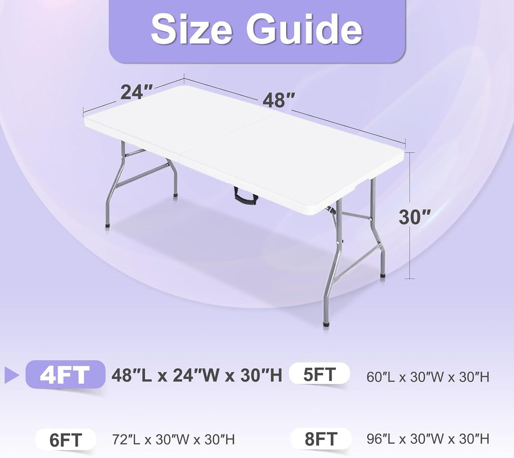 ABCCANOPY 4 FT Spandex Table Cover Stretch Fitted Wrinkle Resistant Tablecloth Reuse for Rectangular Folding Table Patry Event Wedding Banquet Protector Purple