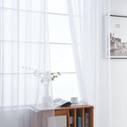 SpaceDresser Sheer White Curtains 4 Panels Rod Pocket Semi-Sheer Curtain 108 - Image 4