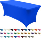 ABCCANOPY 6 FT Royal Blue Spandex Table Cover Stretch Fitted Wrinkle Resistant Tablecloth Reuse for Rectangular Folding Table Patry Event Wedding Banquet Protector