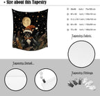 French Bulldog Christmas Tapestry Wall Hanging Cute Dog Santa Hat Moon Pictures Print Pet Lover Gift Funny Christmas Tapestries Aesthetic for Winter Home Nursery Kids Bedroom Decor 40x60inch
