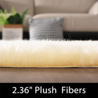 Latepis Yellow Rug for Bedroom Runner 2x5 Washable Faux Sheepskin Fur Rug - Image 2
