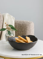 Serene Spaces Living Organic Wavy Rim Ceramic Bowl, Handcrafted Centerpiece for Table, Shelf or Kitchen, Home Décor Bowl, Minimalist Gift for Housewarming or Wedding, 13" Diameter & 4.5" Tall