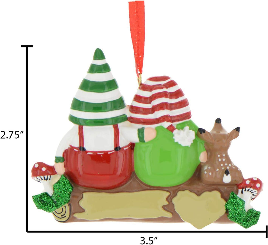 3D Personalized Our First Christmas Ornament 2025 | Custom Gnome Couple Ornaments on Log Mushroom Couples Ornament 2025 Family of 2 Unique for a Couple Ornaments Couples Unique Gifts