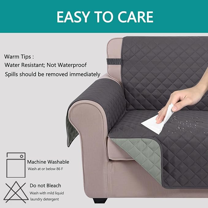 U-NICE HOME Reversible Oversized 28''Chair Covers, Dark Grey/Light Grey | - Image 4