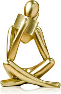 Bookshelf Decor Reading Statue - Abstract Art Thinker Sculpture Bookend for Shelves Aesthetic, Modern Home Decoration Figurine for Living Room Office Shelf Desk Coffee Table Decor(Gold Right)