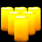 CANDLE CHOICE Waterproof Outdoor Battery Operated Flameless Candles with Remote Timer Plastic Realistic Flickering Fake Electric LED Pillars Lantern Garden Wedding Christmas Decorations 3”x5” 6 Pack