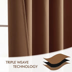 MIULEE Cappuccino Brown Back Tab Blackout Curtain 52"x102" Long 2 Panel Set | - Image 7
