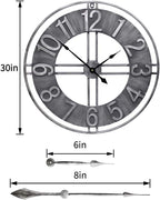 30 inch Large Wall Clock Decorative Solid Metal Retro Decor for Home Farmhouse Living Room