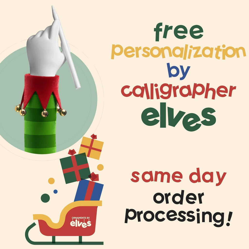 Ornaments by Elves - Personalized Baby Gnome Pink Christmas Ornaments 2024 Adorable Girl Gnome on Red Mushroom Great Addition to Christmas Decor Personalized Gifts in a Giftable Packaging