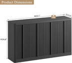 Fluted Buffet Cabinet with Storage, 120" Sideboard Buffet Storage Cabinet with 8 Doors & Adjustable Shelves, Coffee Bar Wood Credenza Cabinet for Kitchen, Dining Room, Living Room, Black(2PCS)